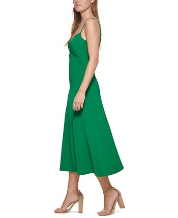 GUESS Women's Knot Front Midi Dress Green Size 8