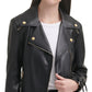 GUESS Women's Faux Leather Asymmetrical Moto Coat Black Size Large
