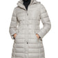 GUESS Women's High Shine Hooded Puffer Coat White Size X-Large