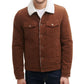 GUESS Men's Corduroy Bomber Jacket With Sherpa Collar Brown Size Large