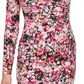 GUESS Women's Floral Long Sleeve V Neck Short Evening Dress Pink Size 2