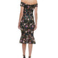 GUESS Women's Off The Shoulder Lace Midi Dress Black Size 0