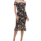 GUESS Women's Off The Shoulder Lace Midi Dress Black Size 0