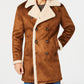 GUESS Men's Faux Shearling Overcoat Brown Size Small
