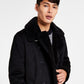 GUESS Men's Faux Shearling Overcoat Black Size Large