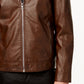 GUESS Men's Faux Leather Detachable Hood Motorcycle Jacket Brown Size XX-Large