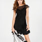 GUESS Women's Floral Lace Ruffled Hem Sheath Black Size 14