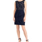 Connected Women's Lace Combo Sheath Dress Blue Size 4Petite