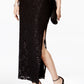 Connected Women's Sequined Lace Column Gown Black Size 12