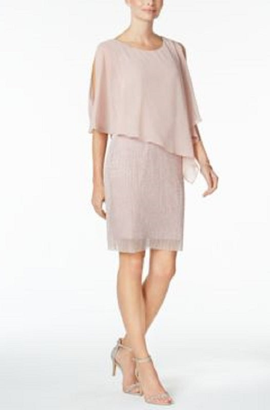 Connected Women's Capelet Sheath Dress Pink Size 14