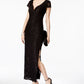 Connected Women's Sequined Lace Column Gown Black Size 10Petite