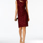 Connected Women's Sequined Lace Cutout Sheath Dress Purple Size 6