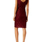 Connected Women's Sequined Lace Cutout Sheath Dress Red Size 10