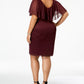 Connected Women's Short Sleeve Body Con Cocktail Dress Purple Size 20W