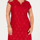 Connected Women's Sequined Lace Gown Red Size 16W