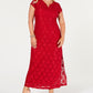 Connected Women's Sequined Lace Gown Red Size 16W