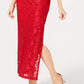 Connected Women's Sequined Lace Column Gown Red Size 4Petite