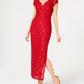 Connected Women's Sequined Lace Column Gown Red Size 4Petite