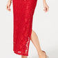 Connected Women's Sequined Lace Column Gown Red Size 8Petite