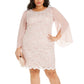Connected Women's Lace Chiffon Sleeve Sheath Dress Pink Size 20W