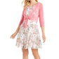 Connected Women's Mesh Jacket & Floral Print Fit & Flare Dress White Size 6Petite