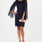 Connected Women's Flutter Sleeve Sequined Lace Dress Blue Size 8