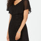 Connected Women's Sequin Lace Cape Gown Black Size 14Petite