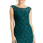 Connected Women's Floral Sleeveless Jewel Neck Evening Dress Green Size 8 Petite