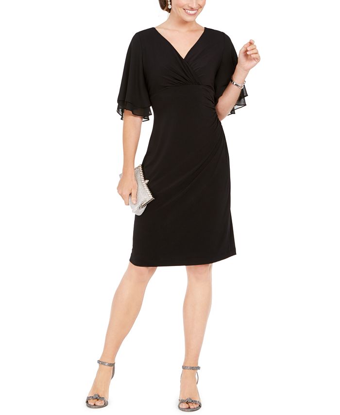 Connected Women's Formal Knee Sheath Dress Black Size 4 Petite