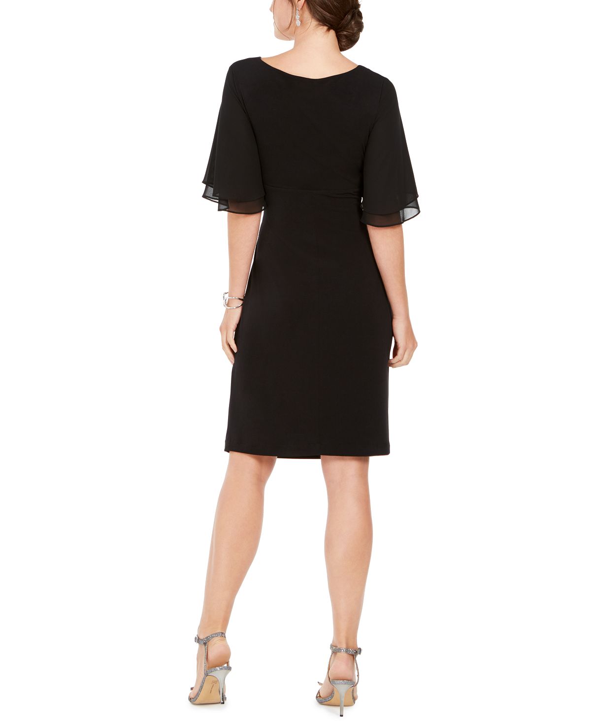 Connected Women's Formal Knee Sheath Dress Black Size 4 Petite
