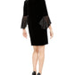 Connected Apparel Women's Velvet Bell Sleeve Dress Black Size 12 Petite