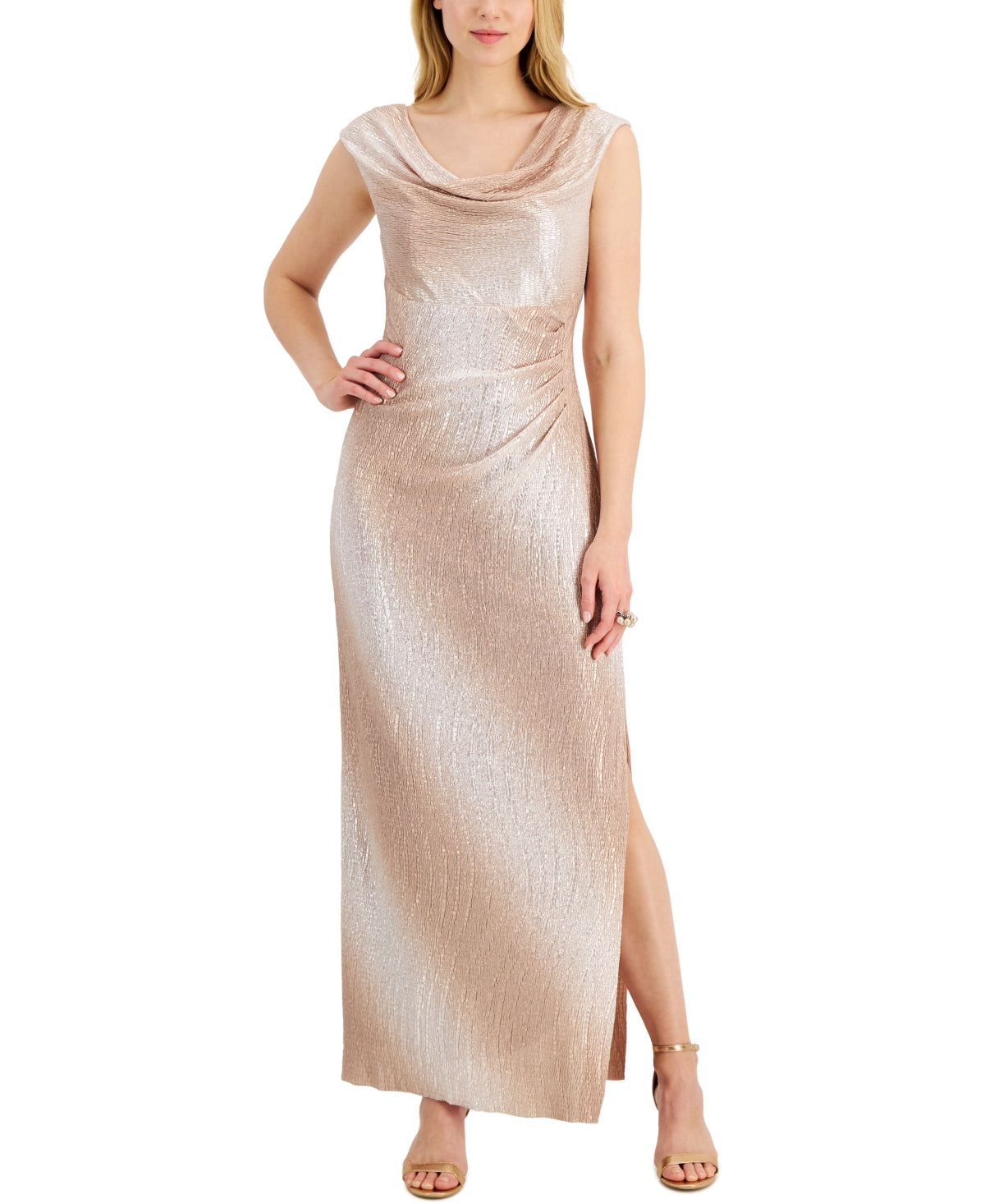 Connected Women's Draped Neck Gown Pink Size 16