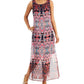 Connected Women's Sheer Slitted Lined Keyhole Back Closure Printed Sleeveless Scoop Neck Maxi Shift Dress Pink Size 16