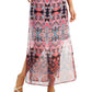 Connected Women's Sheer Slitted Lined Keyhole Back Closure Printed Sleeveless Scoop Neck Maxi Shift Dress Pink Size 16