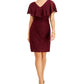 Connected Women's Chiffon Overlay Eyelash Sheath Dress Red Size 12