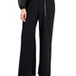 Connected Women's Chain Belt Sheer Sleeve Jumpsuit Black Size 6