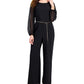 Connected Women's Chain Belt Sheer Sleeve Jumpsuit Black Size 14