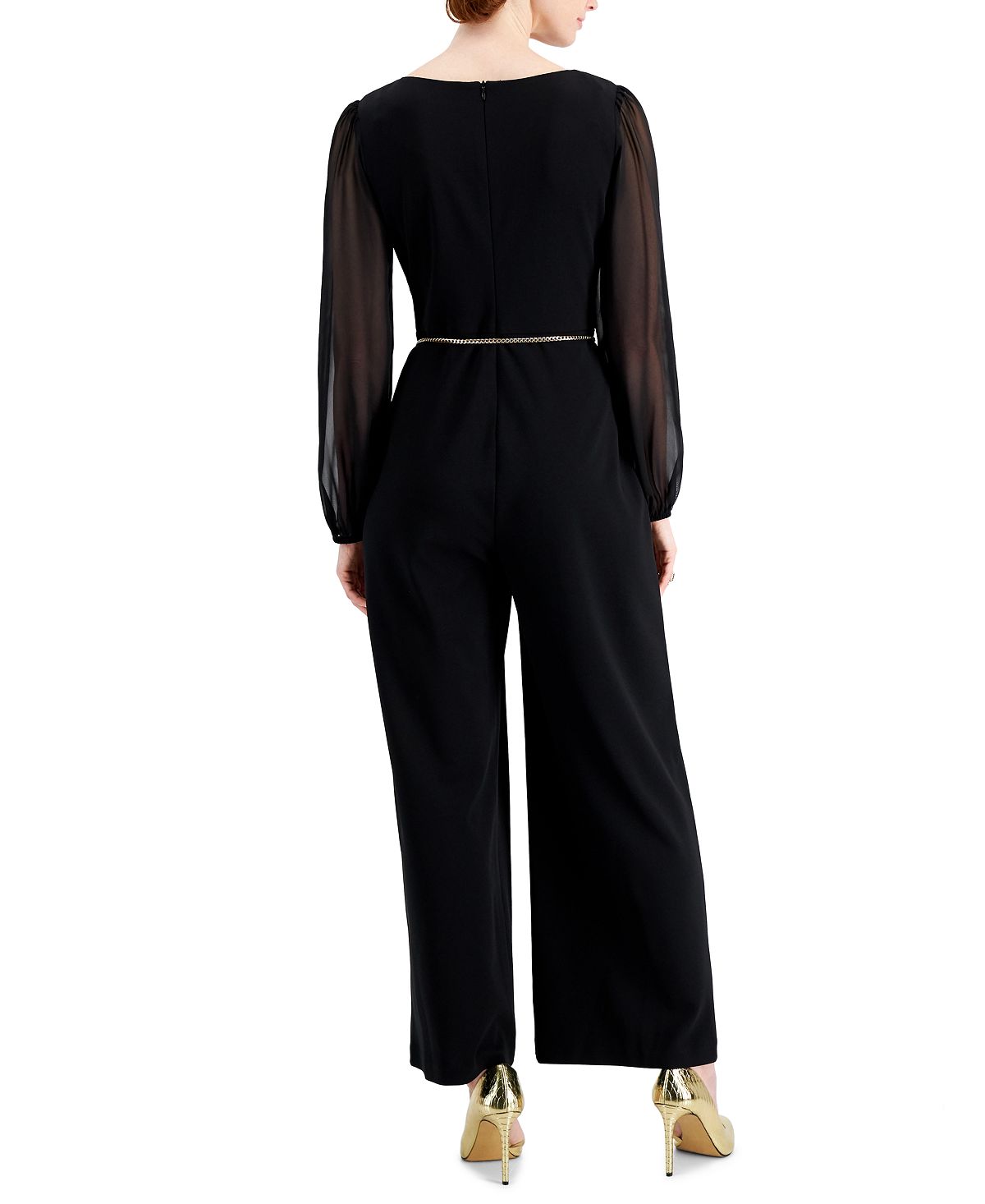 Connected Women's Chain Belt Jumpsuit Black Size 4Petite