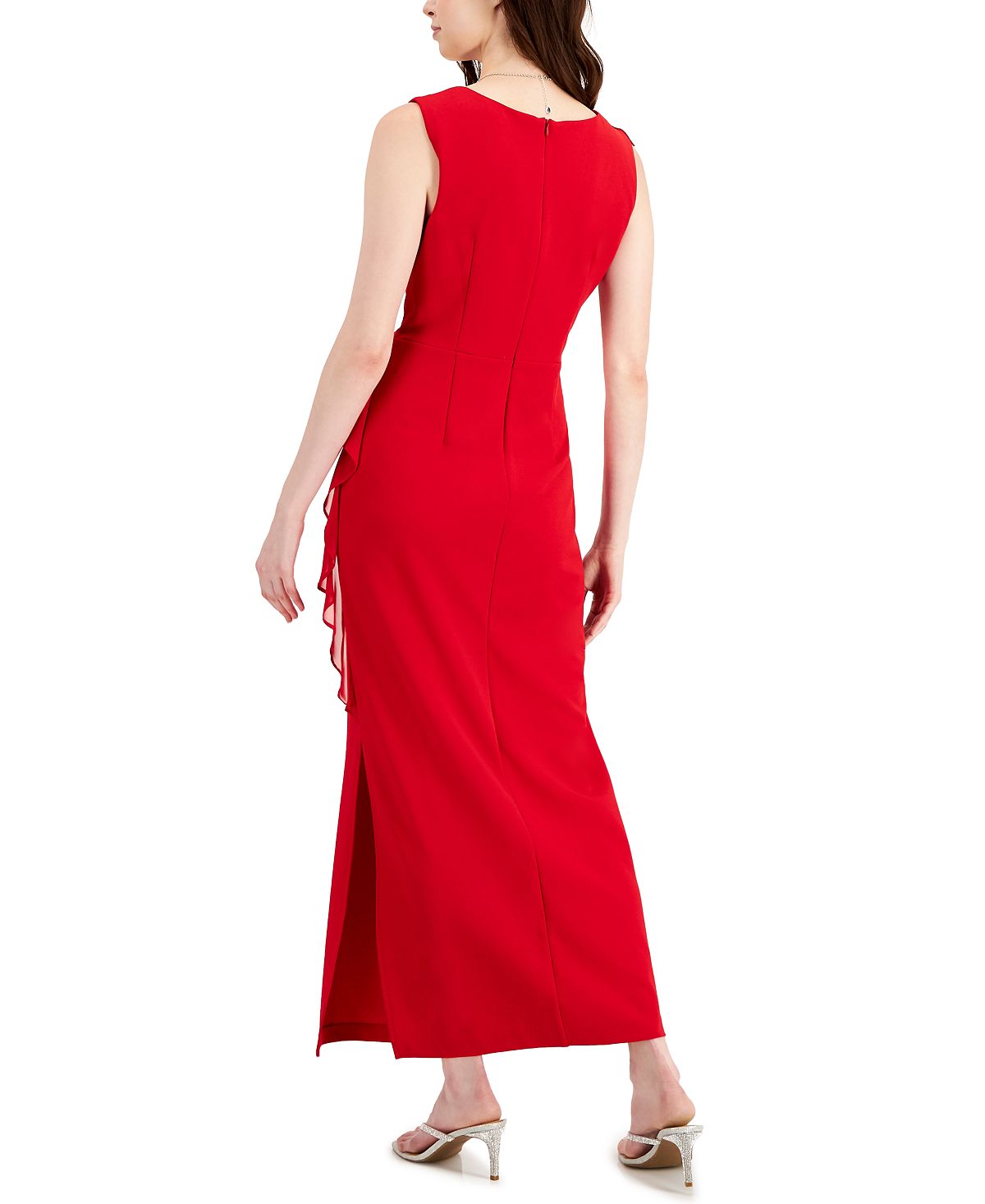Connected Women's Cascade Ruffle Dress Red Size 6