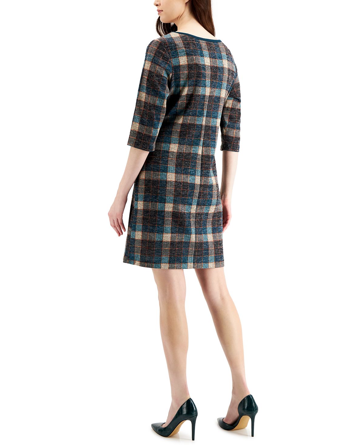 Connected Women's Plaid Sheath Dress Brown Size 8
