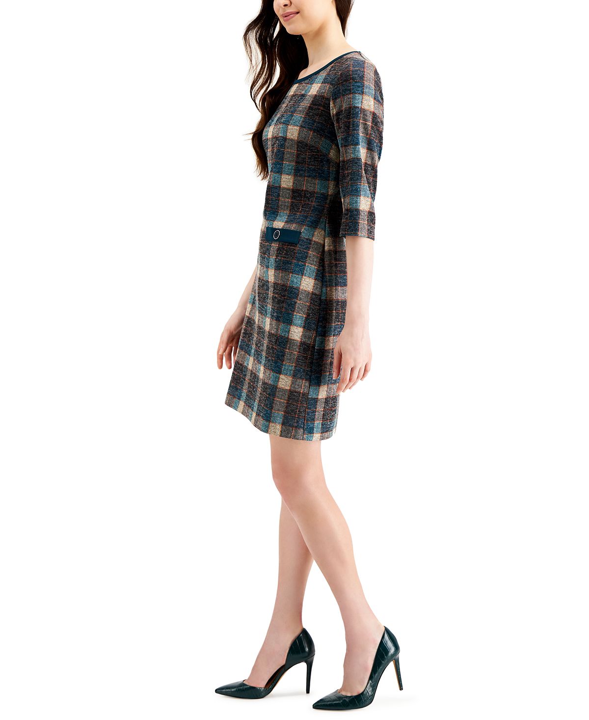 Connected Women's Plaid Sheath Dress Brown Size 8