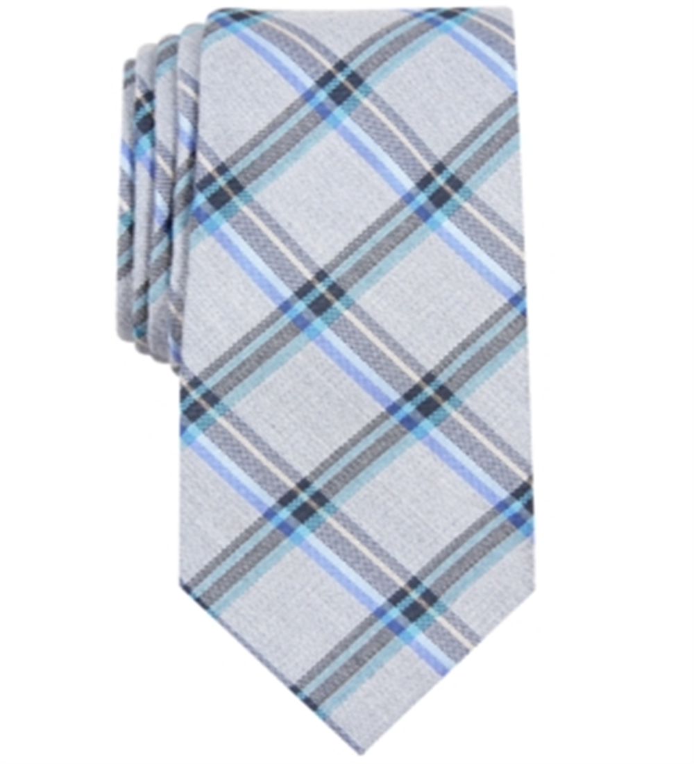 Perry Ellis Men's Tartan Plaid Slim Neck Tie Blue Size Regular