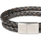 Bespoke Men's Double Strand Braided Leather Bracelet Brown Size Regular