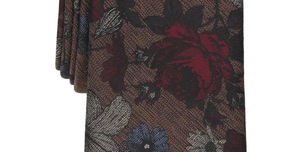 Bar III Men's Skinny Sebban Floral Tie Brown Size Regular