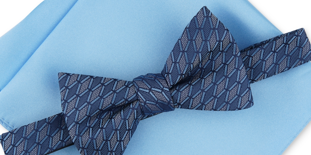 Alfani Men's 2Pc Bow Tie & Pocket Square Set Blue Size Regular