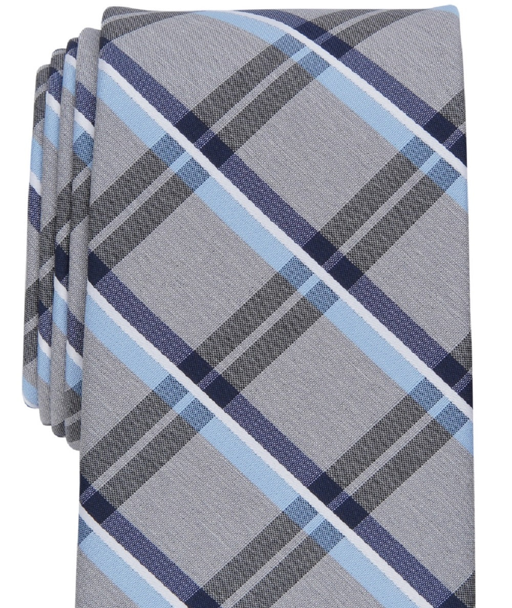 Perry Ellis Men's Caplan Plaid Tie Gray Size Regular