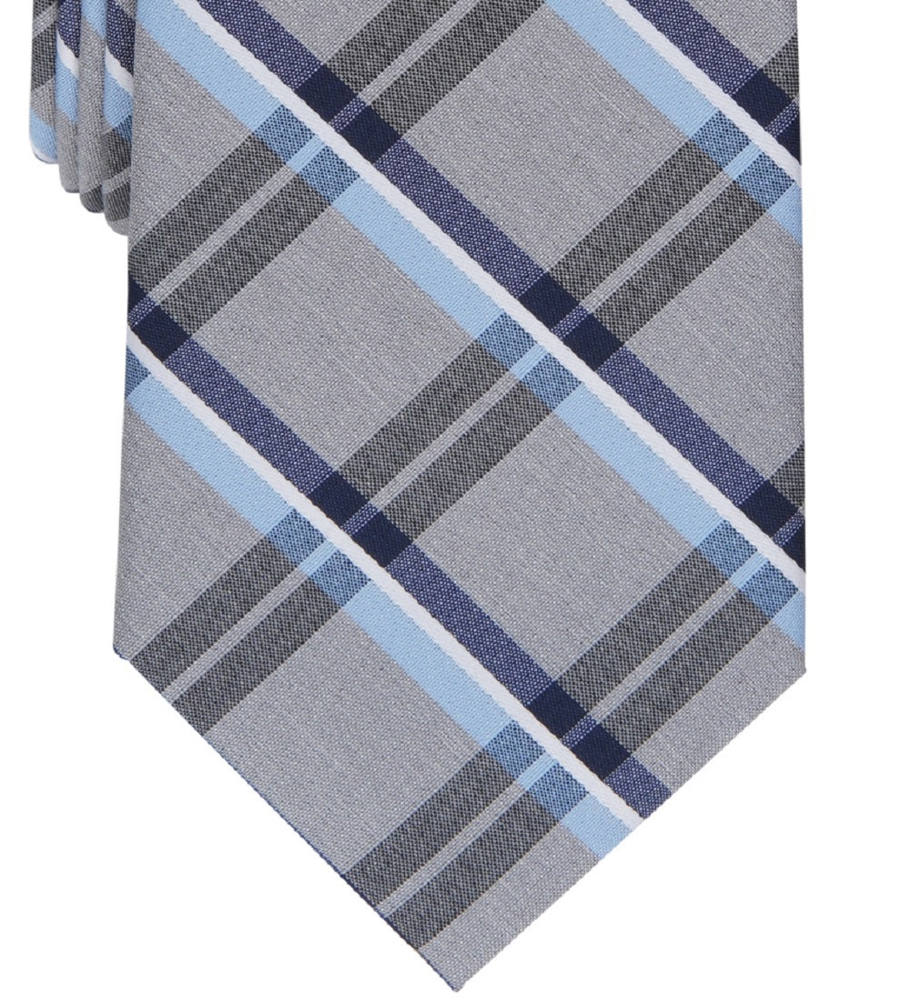 Perry Ellis Men's Caplan Plaid Tie Gray Size Regular