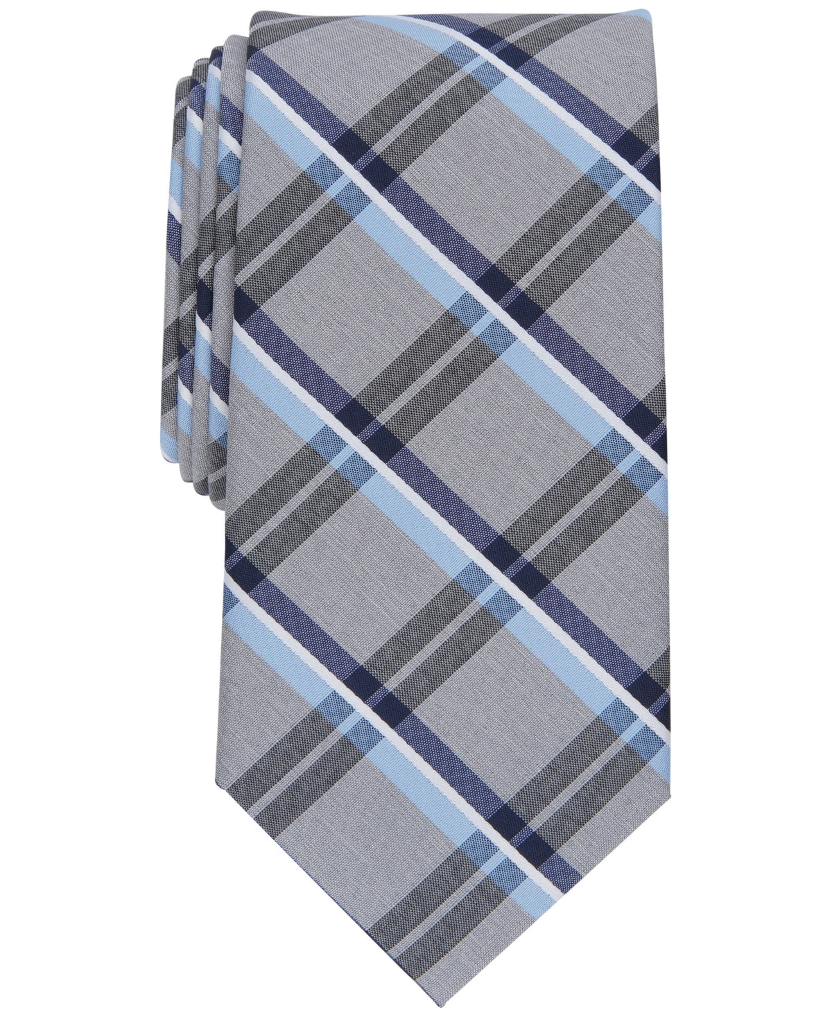 Perry Ellis Men's Caplan Plaid Tie Gray Size Regular