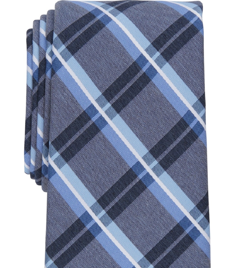 Perry Ellis Men's Caplan Plaid Tie Blue Size Regular