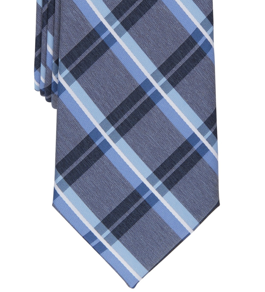 Perry Ellis Men's Caplan Plaid Tie Blue Size Regular